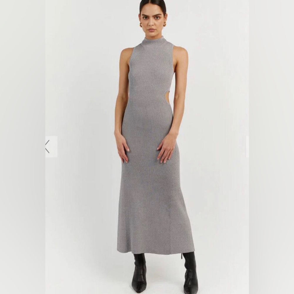 SUTHERLAND GREY CUT OUT MIDI DRESS sweater dress